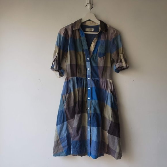 Moulinette Soeurs Reed Blue Green Gingham Dress - Picture 6 of 9